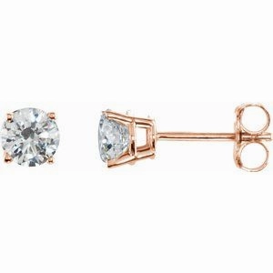 14K Rose 1 CTW Natural Diamond Stud Earrings