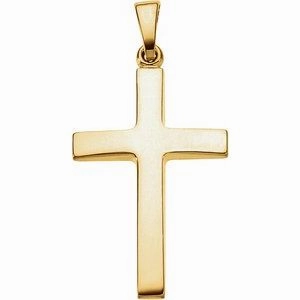 14K Rose 23x15.9 mm Cross Pendant