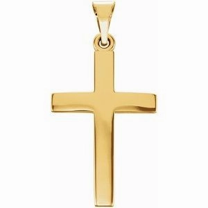14K Rose 23x15.9 mm Cross Pendant