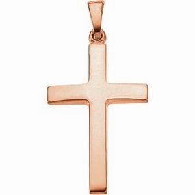 14K Rose 23x15.9 mm Cross Pendant