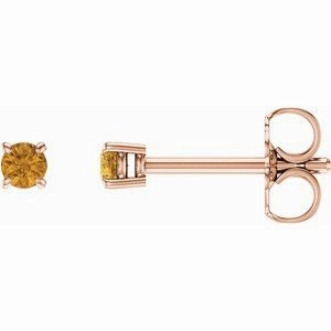 14K Rose 2.5 mm Natural Blue Zircon Stud Earrings