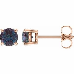 14K Rose 2.5 mm Natural Blue Zircon Stud Earrings