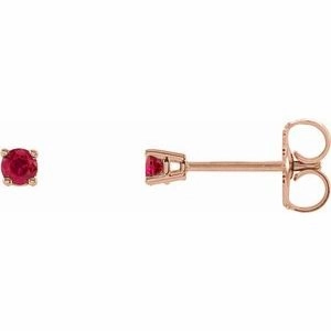 14K Rose 2.5 mm Natural Blue Zircon Stud Earrings