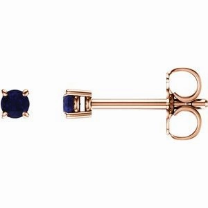 14K Rose 2.5 mm Natural Blue Zircon Stud Earrings