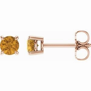 14K Rose 2.5 mm Natural Blue Zircon Stud Earrings