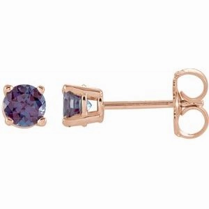 14K Rose 2.5 mm Natural Blue Zircon Stud Earrings