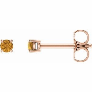 14K Rose 2.5 mm Natural Blue Zircon Stud Earrings
