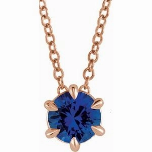 14K Rose 3/4 CT Natural Diamond Solitaire 16-18" Necklace