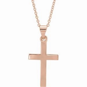 14K Rose Cross 18" Necklace