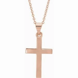 14K Rose Cross 18" Necklace