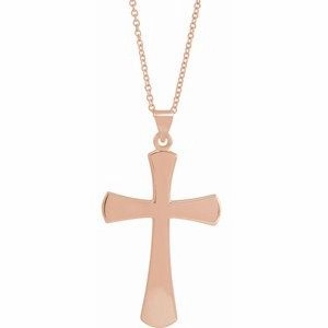 14K Rose Cross 18" Necklace