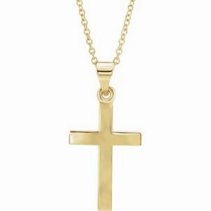 14K Rose Cross 18" Necklace