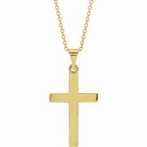 14K Rose Cross 18" Necklace