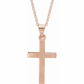 14K Rose Cross 18" Necklace