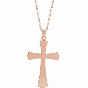 14K Rose Cross 18" Necklace