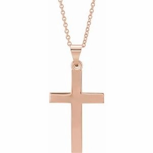 14K Rose Cross 18" Necklace