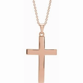 14K Rose Cross 18" Necklace