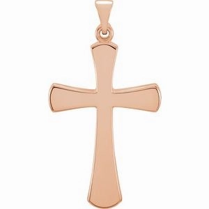 14K Rose Cross Pendant