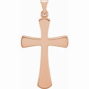 14K Rose Cross Pendant