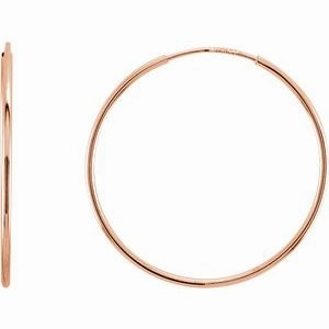 14K Rose Endless Tube 10 mm Hoop Earring