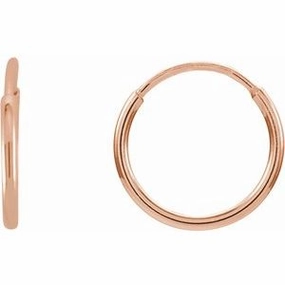14K Rose Endless Tube 10 mm Hoop Earring
