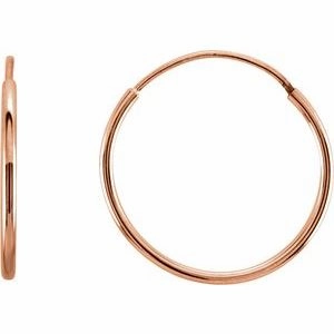 14K Rose Endless Tube 10 mm Hoop Earring