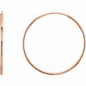 14K Rose Endless Tube 10 mm Hoop Earring