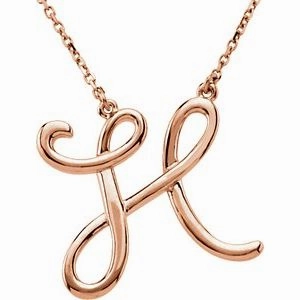 14K Rose Script Initial A 16" Necklace