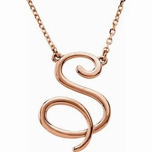 14K Rose Script Initial A 16" Necklace
