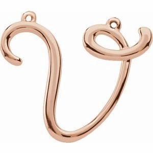 14K Rose Script Initial I Necklace Center