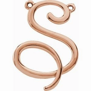 14K Rose Script Initial I Necklace Center