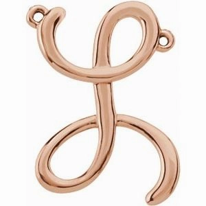 14K Rose Script Initial I Necklace Center