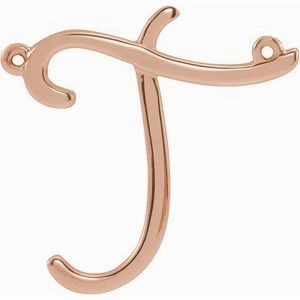 14K Rose Script Initial I Necklace Center