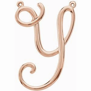 14K Rose Script Initial I Necklace Center
