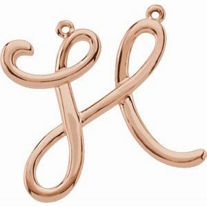 14K Rose Script Initial I Necklace Center