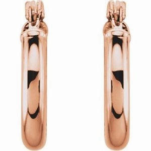 14K Rose Tube 13 mm Hoop Earrings