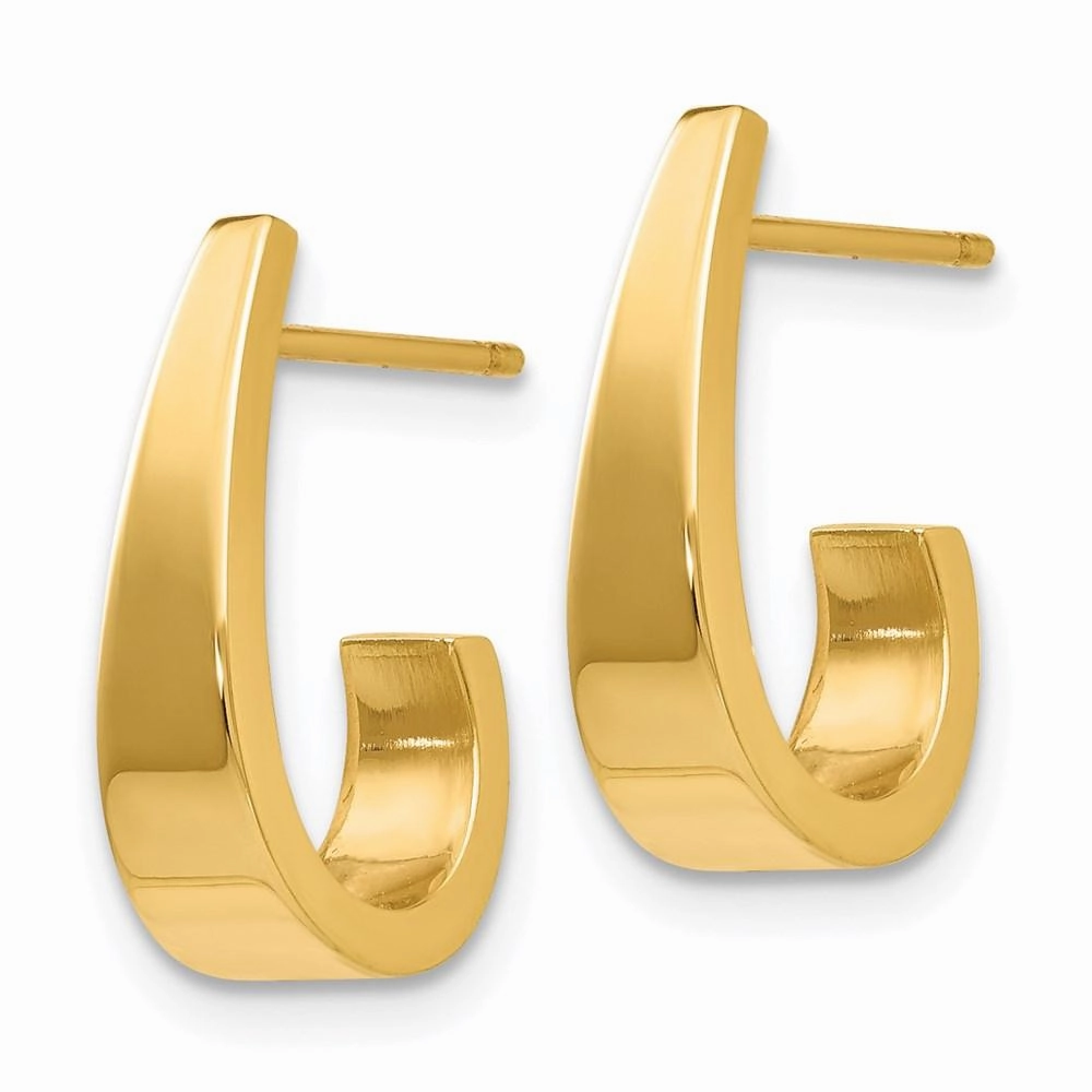 14k Small Polished J Hoop Earrings