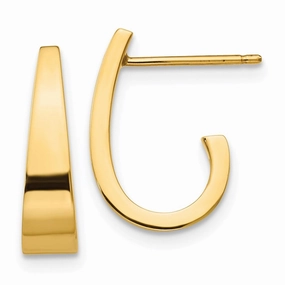14k Small Polished J Hoop Earrings