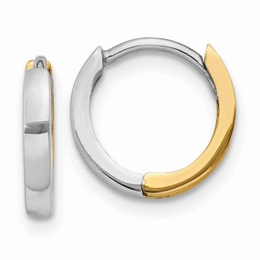 14k Two-tone 1.75mm Hinged Hoop Earrings