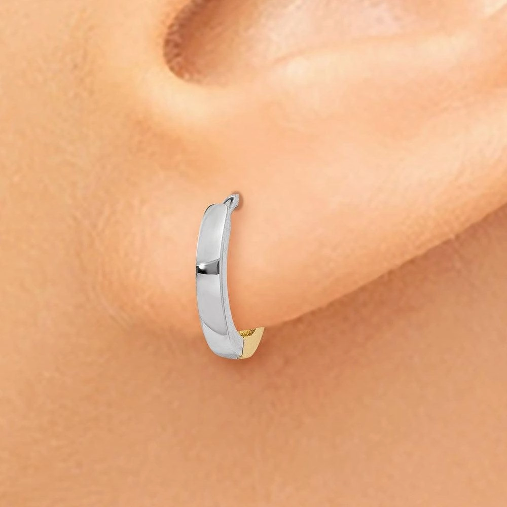 14k Two-tone 1.75mm Hinged Hoop Earrings