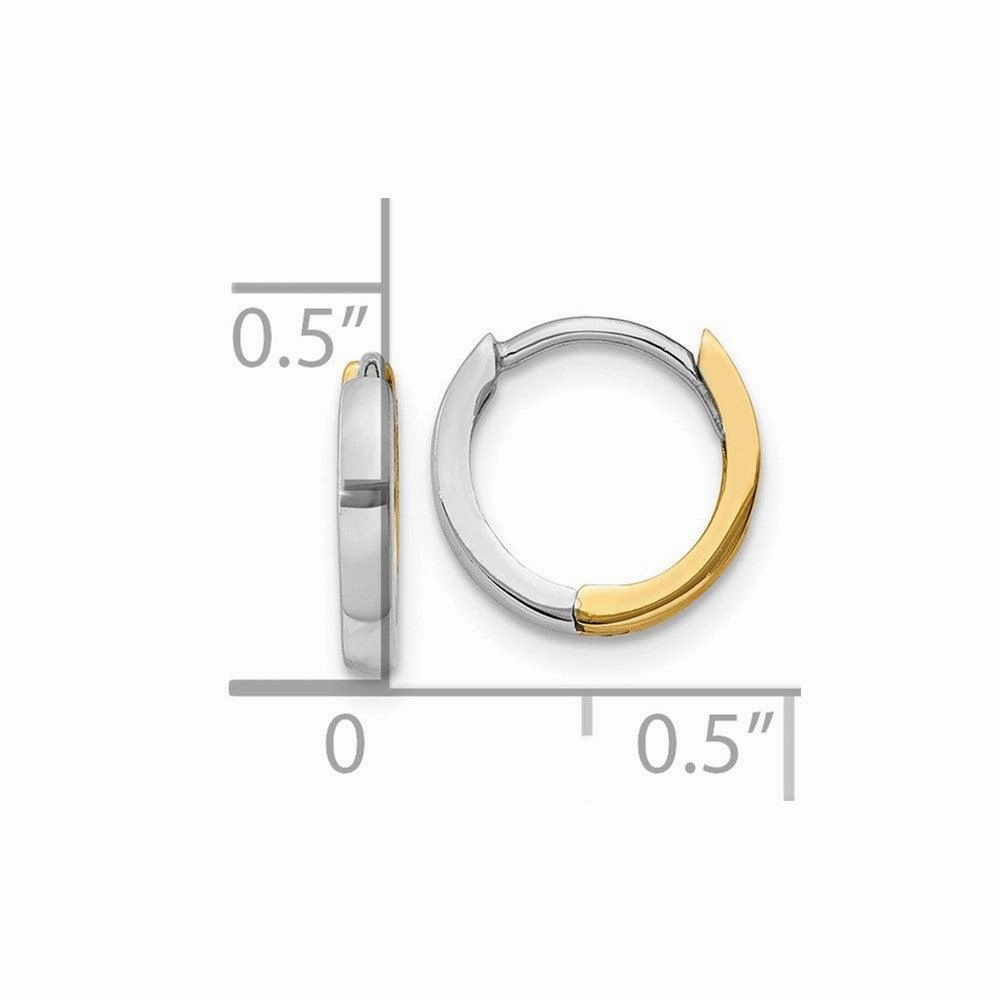 14k Two-tone 1.75mm Hinged Hoop Earrings