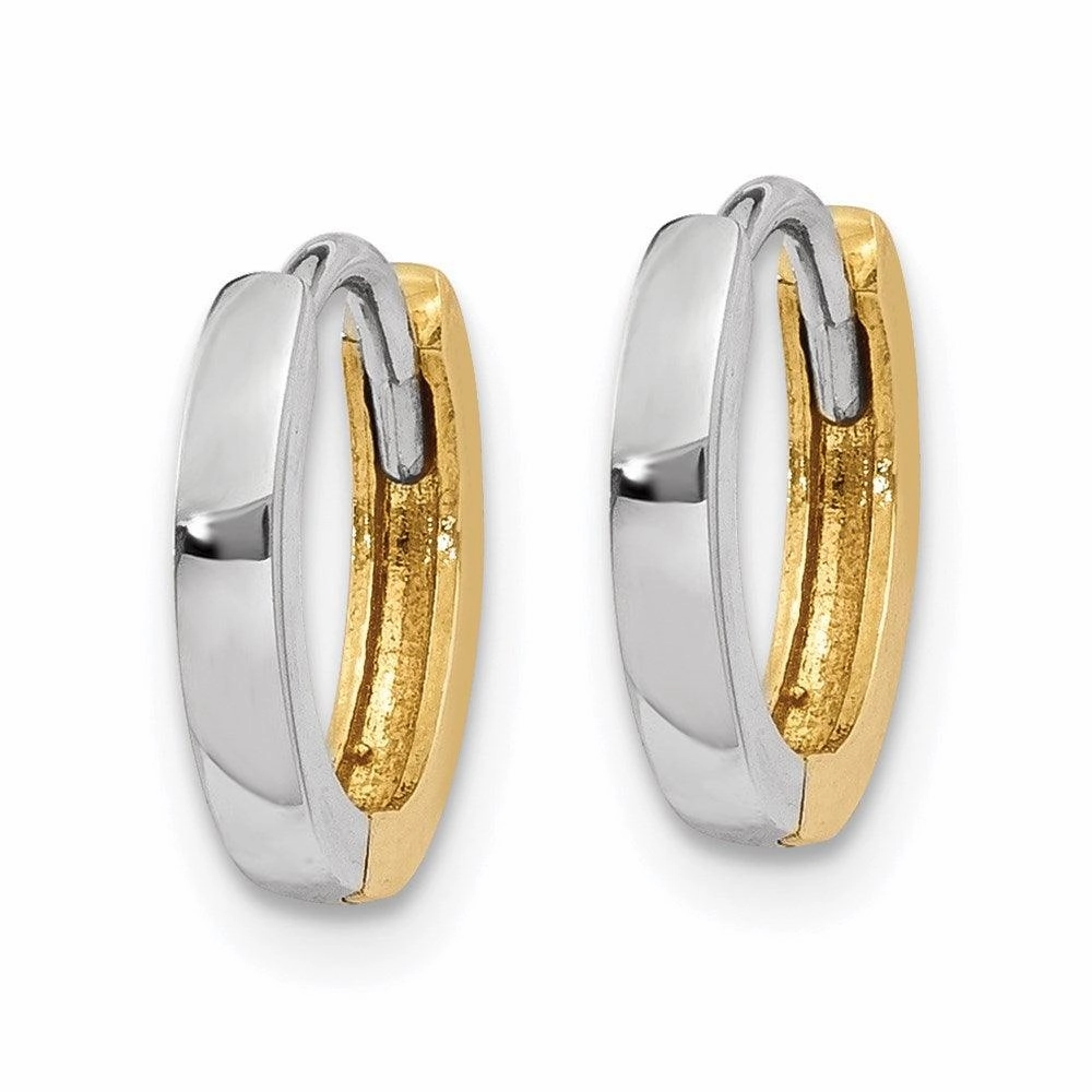 14k Two-tone 1.75mm Hinged Hoop Earrings