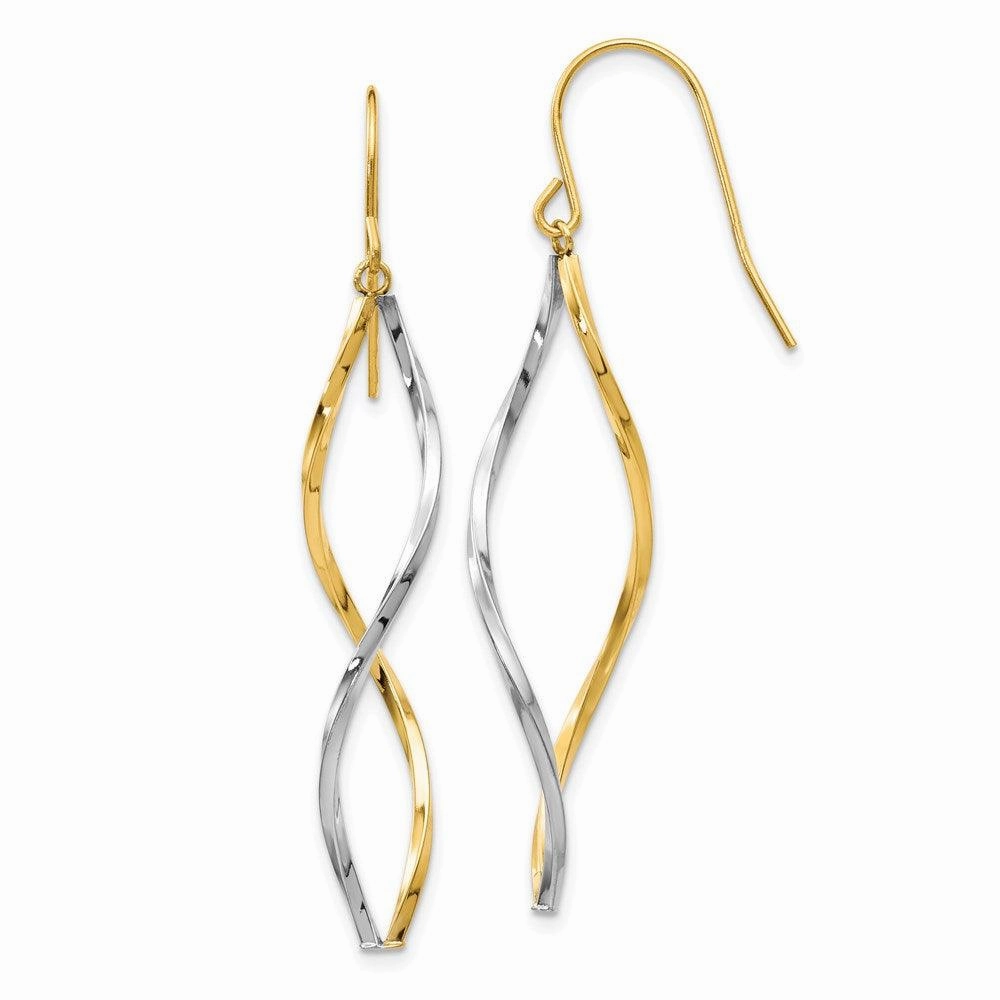 14k Two-tone Twist Dangle Earrings