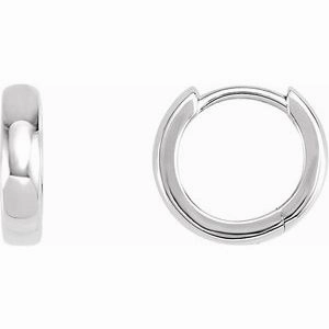 14K White 11.5 mm Hoop Earrings