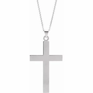 14K White 18 x 12 mm Cross 18" Necklace