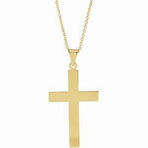 14K White 18 x 12 mm Cross 18" Necklace