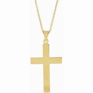 14K White 18 x 12 mm Cross 18" Necklace