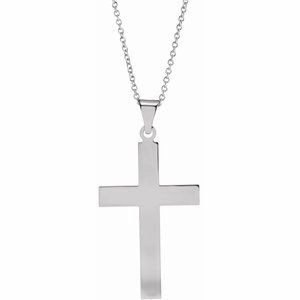 14K White 18 x 12 mm Cross 18" Necklace