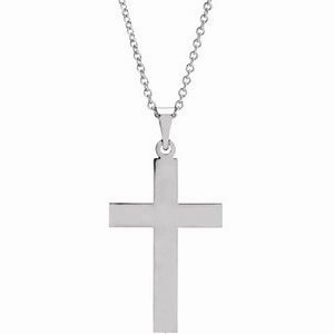 14K White 18 x 12 mm Cross 18" Necklace