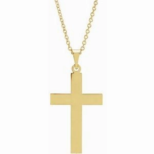 14K White 18 x 12 mm Cross 18" Necklace